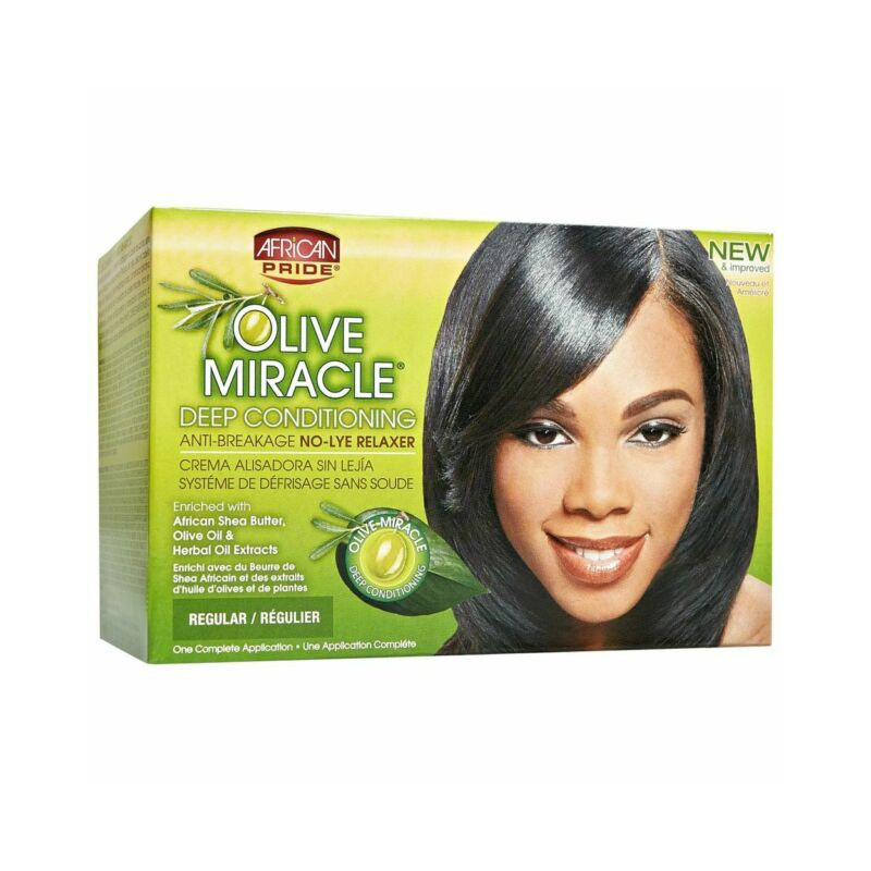 African Pride Olive Miracle Deep Conditioning Anti-Breakage No-Lye Relaxer Regular
