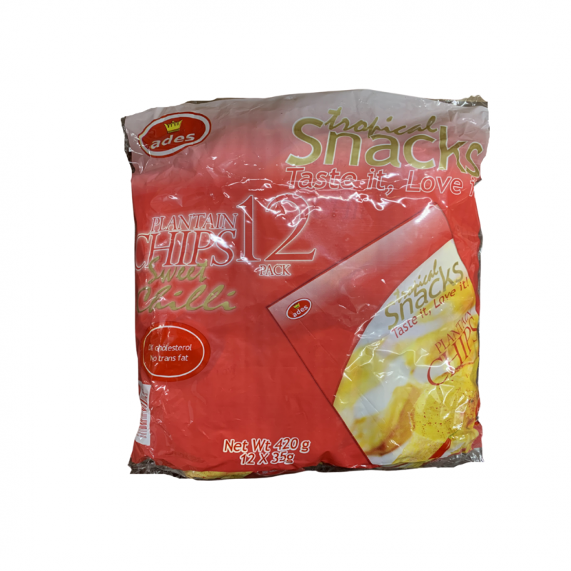 Ades Tropical Snacks Sweet Chilli Plantain Chips 420g (Pack of 12)