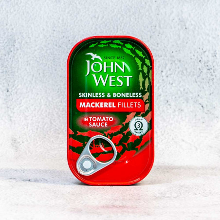 John West skinless and boneless mackerel fillets in tomato sauce