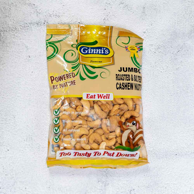 Ginni's jumbo roasted and salted cashew nuts 175g
