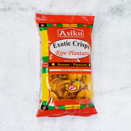 Pack of 3 - Asiko Exotic Crisps Ripe Plantain Chips Mild Chilli Slightly Salted 75g